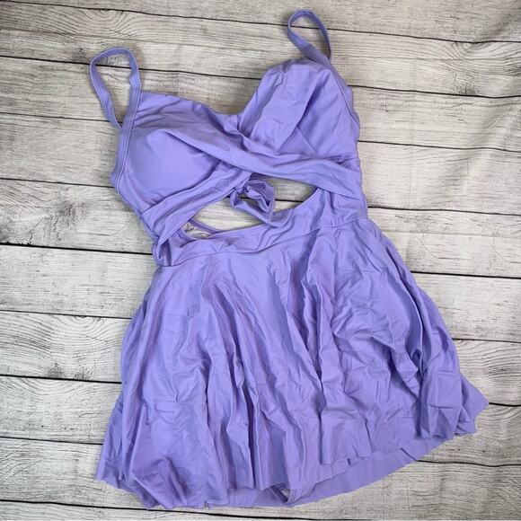 B2Prity NEW 1 Pc Swimsuit Swim Dress with Waist Cut-out - Cross Over Top Medium - Picture 4 of 8